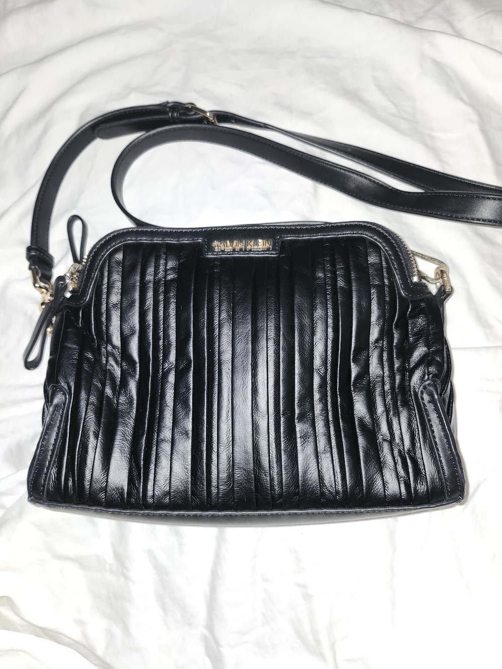 Calvin Klein Black Quilted Leather Crossbody Bag